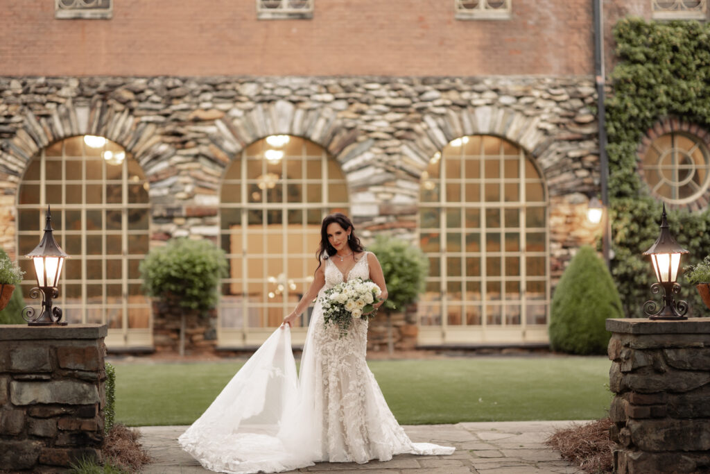 outdoor cinematic bridal portrait in natural light